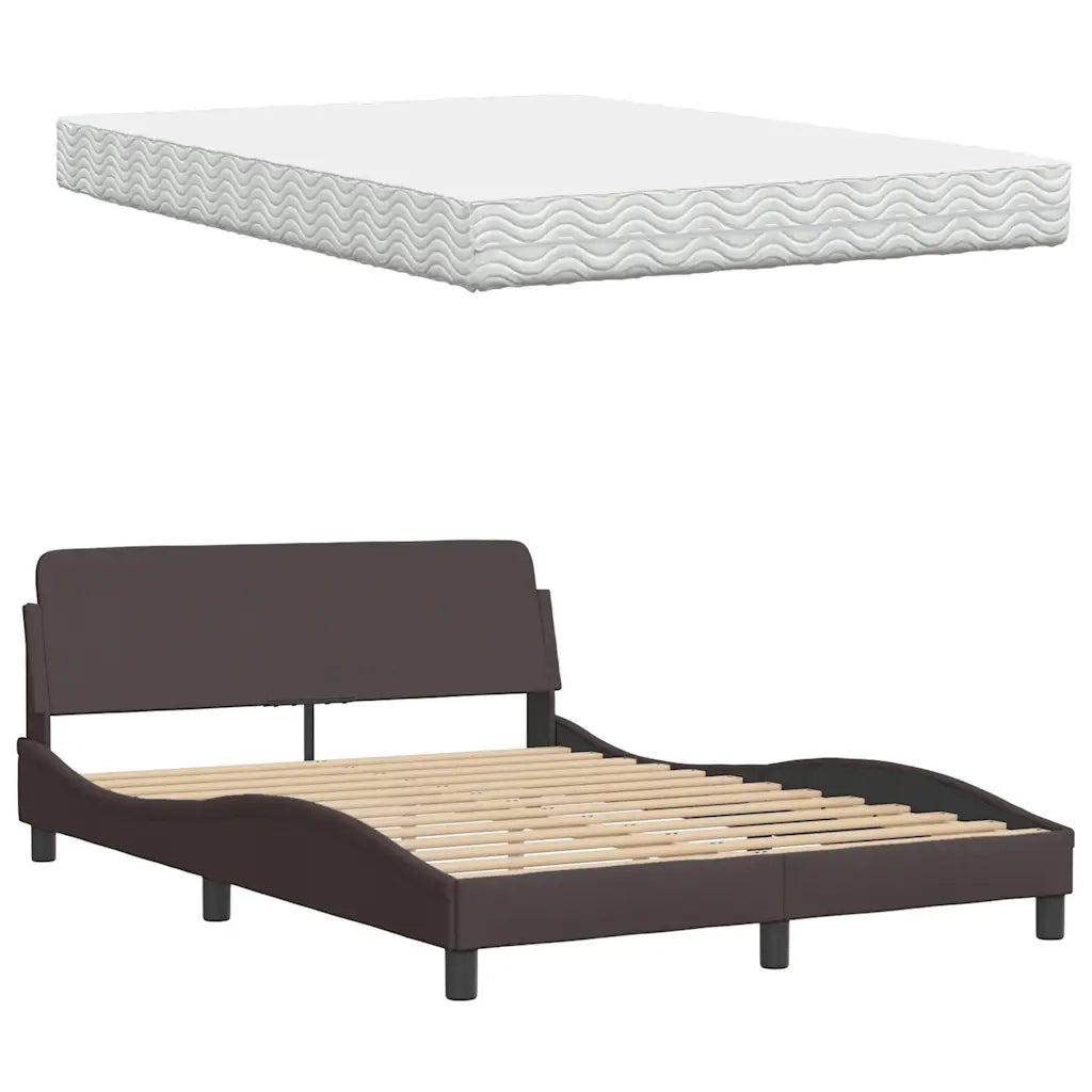 Letto con Materasso Hanko Marrone Scuro 120x200cm Tessuto 3310520