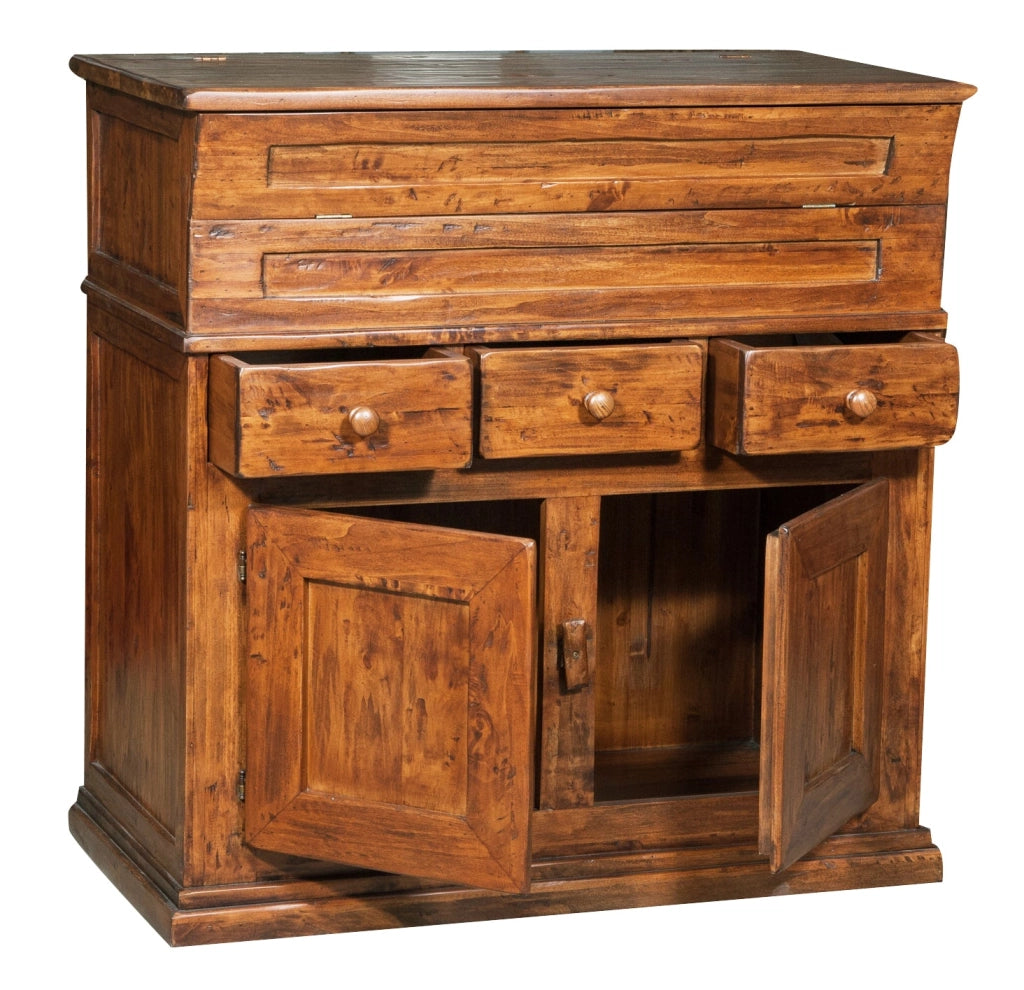 Biscottini Madia in legno massello di tiglio finitura noce L100xPR55xH101 cm. Made in Italy