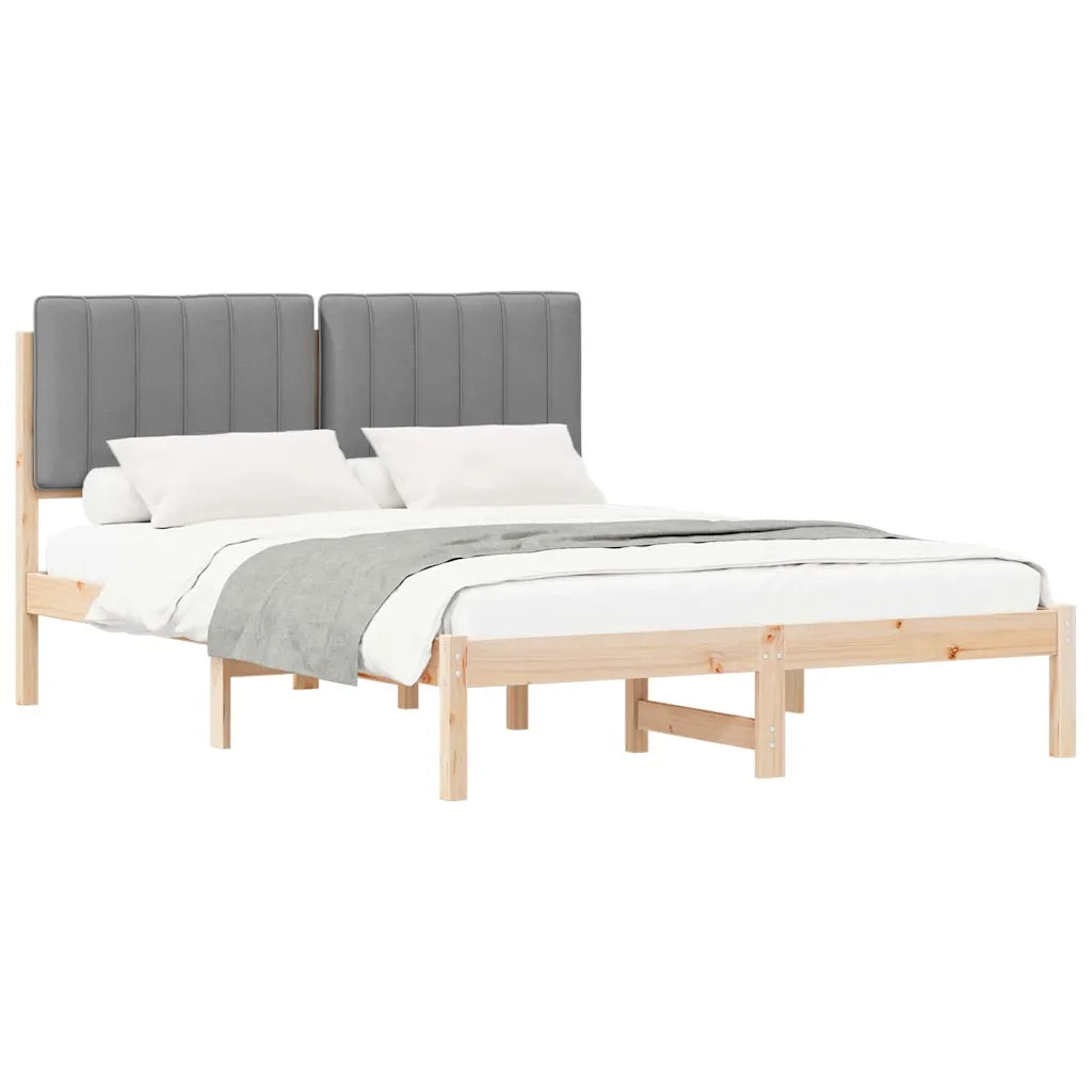 Letto con Testiera Rivestita Grigio chiaro 140 x 200 cm