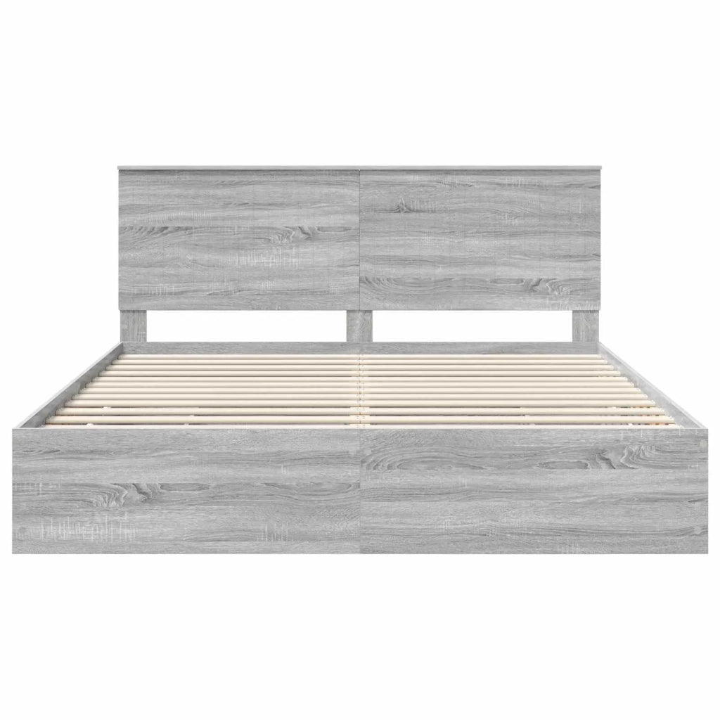 Letto matrimoniale | Letto per adulti | Struttura del letto con cassetto Grigio Sonoma 180 x 200 cm