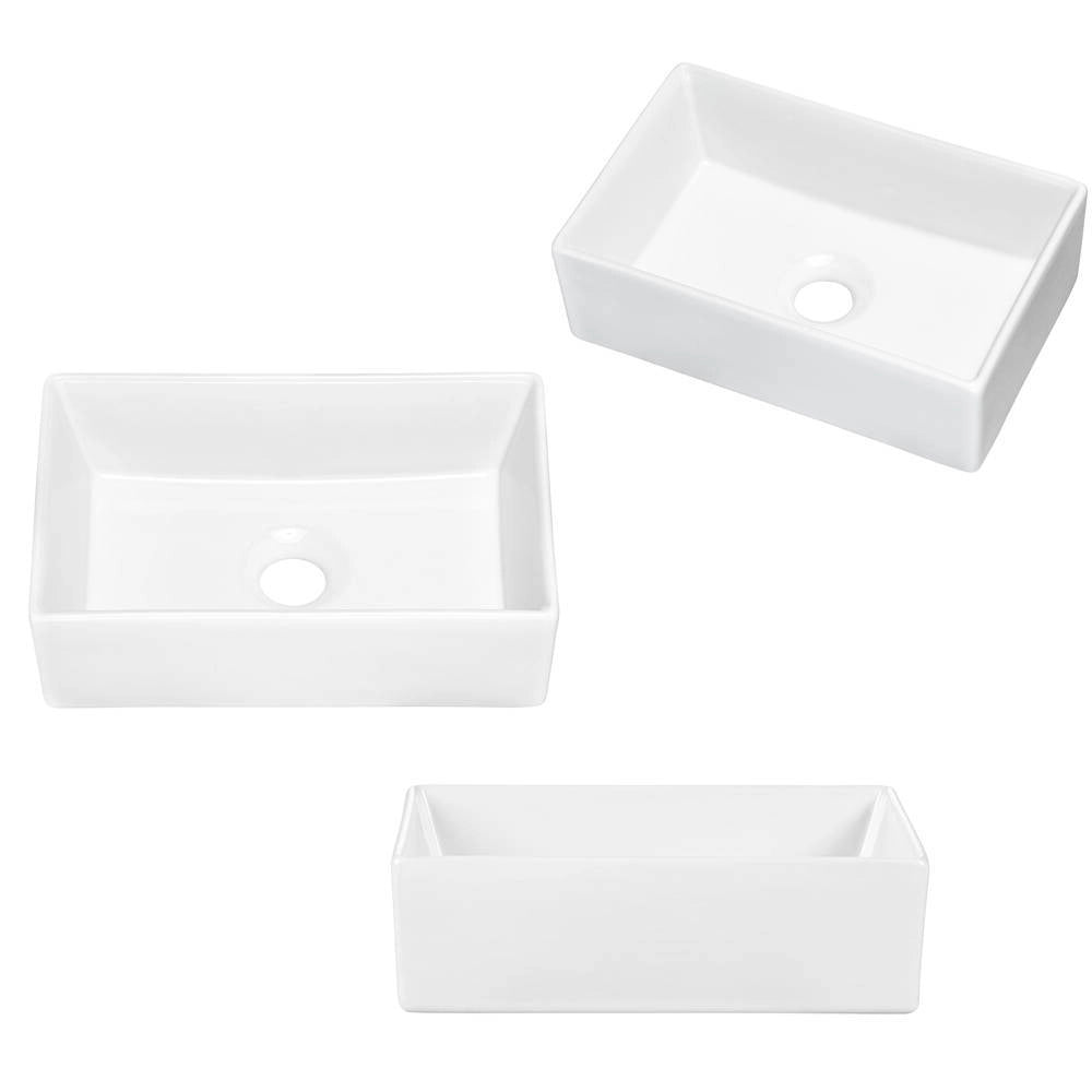 Mobile Pensile Sottolavabo Newport con 2 Cassetti e Lavabo Rettangolare Bianco 50x71x40 cm - Effetto Rovere [en.casa]