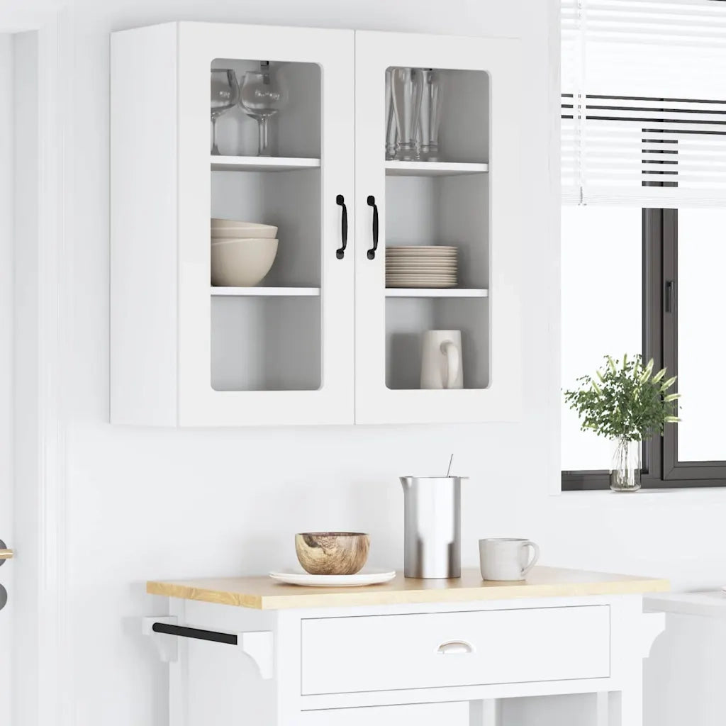 Mobile in vetro da parete PORTO 2 pcs Bianco 40 x 31 x 80 cm