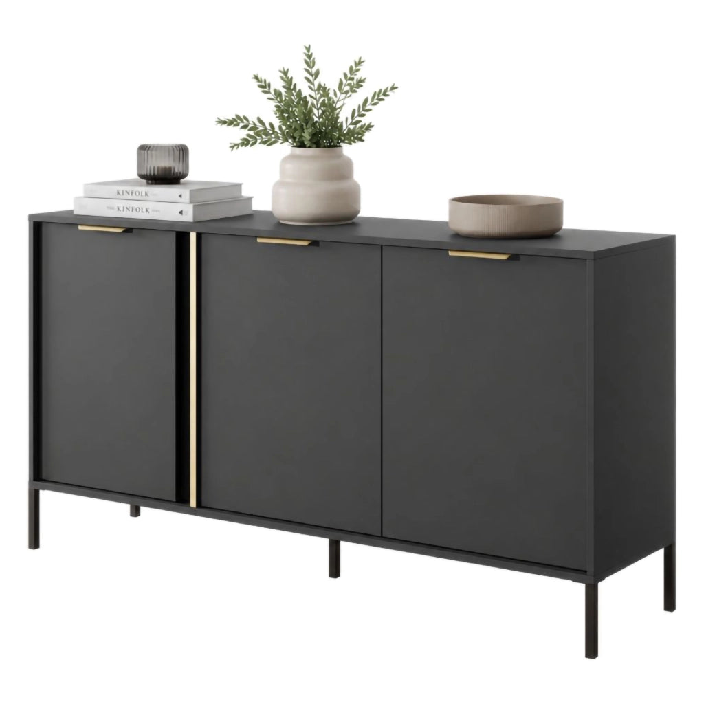 Madia Hamagami, Credenza 3 Ripiani, 153x40x81h cm Nero