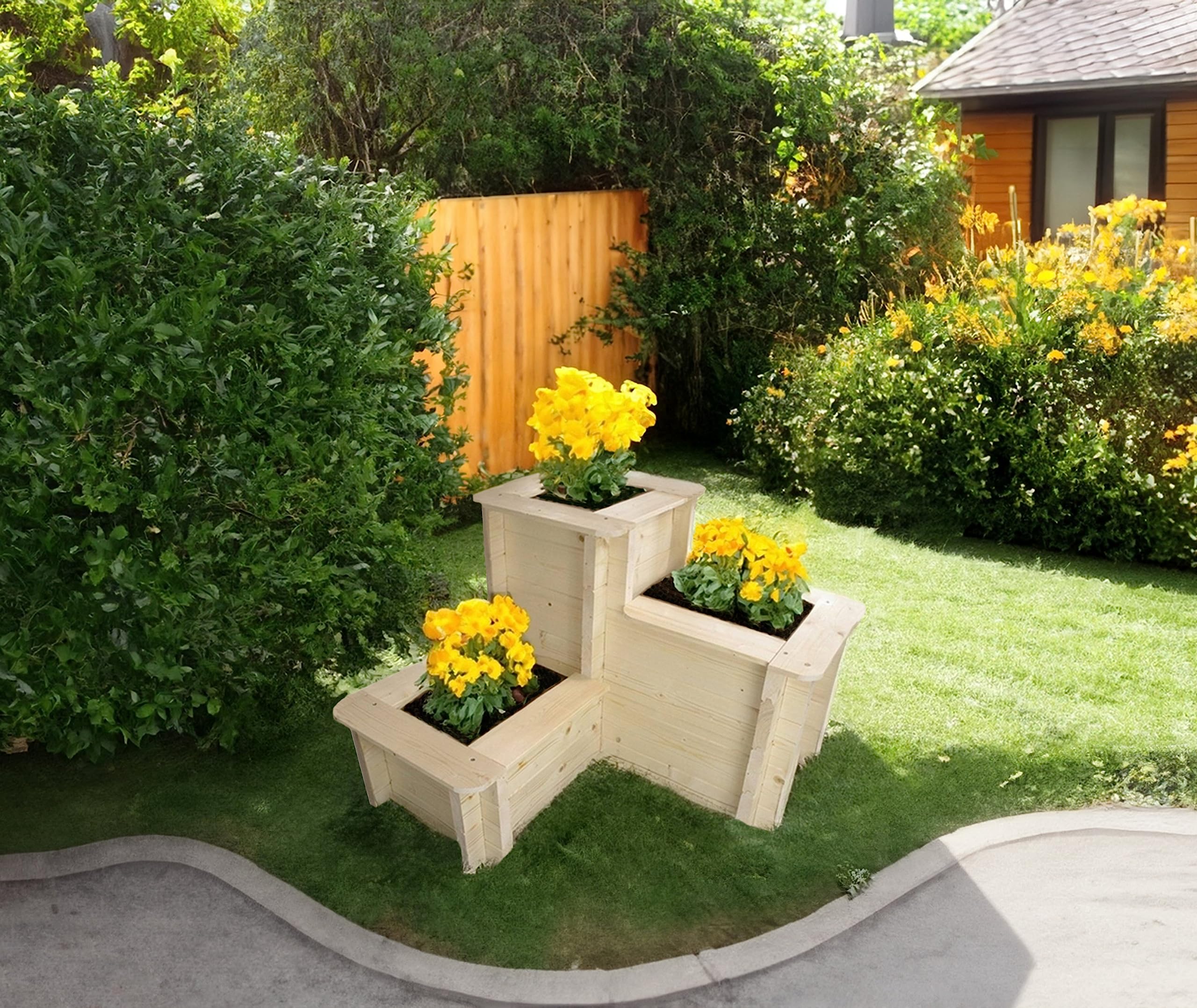 L'aiuola di giardino sopraelevata in legno - 78x78x59 cm - Timbela M622