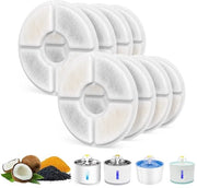 Filtro per Acqua per Gatti con Fonteinfiltro Automatico per 2,4L, Filtro a Canna Rotonda, 8 pezzi, Filtro a Canna con Carbone Attivo di Rimpiazzo