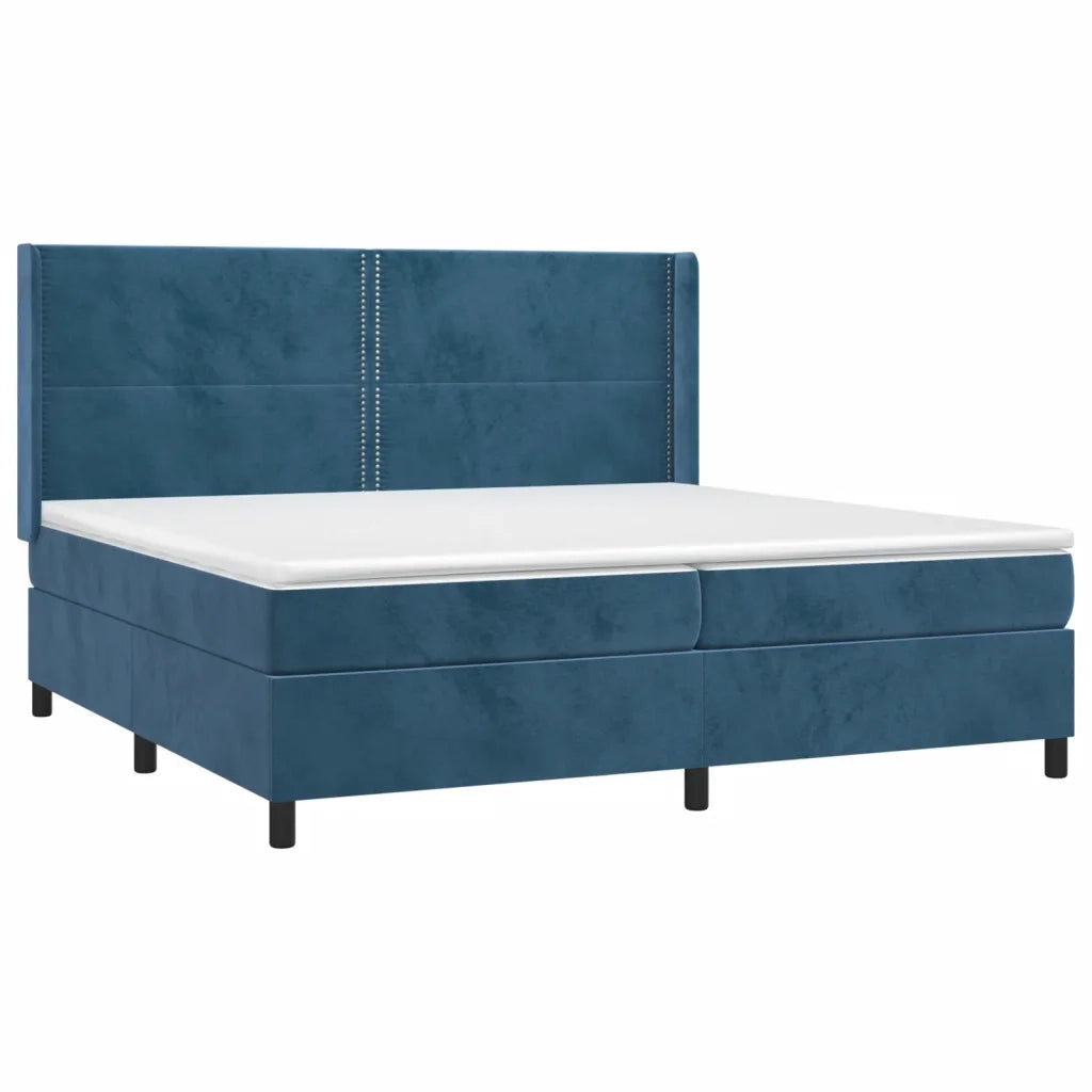 Giroletto a Molle con Materasso Blu Scuro 200x200 cm in Velluto 3132643