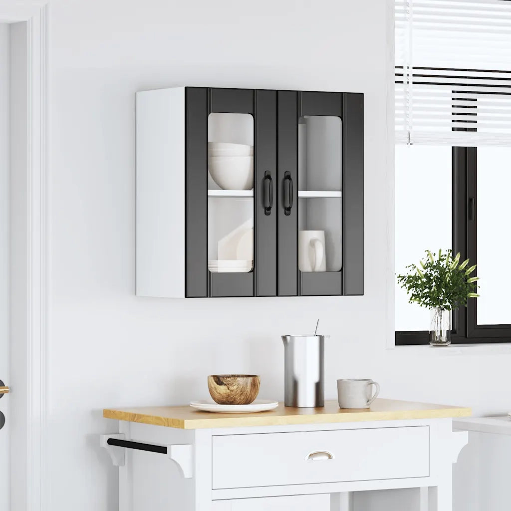 Pensile da Cucina con Porta in Vetro Lucca Nero Truciolato