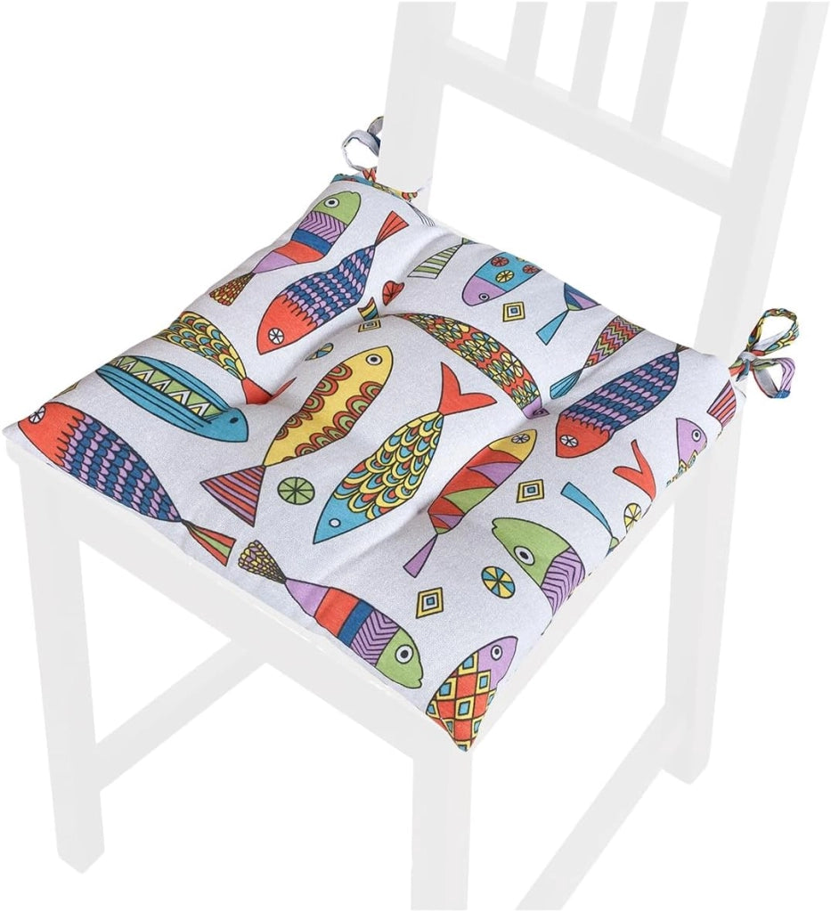 Set 4 Cuscini Sedia Morbidissimi Imbottiti Ovatta Universali Cotone Multicolore Lavabile