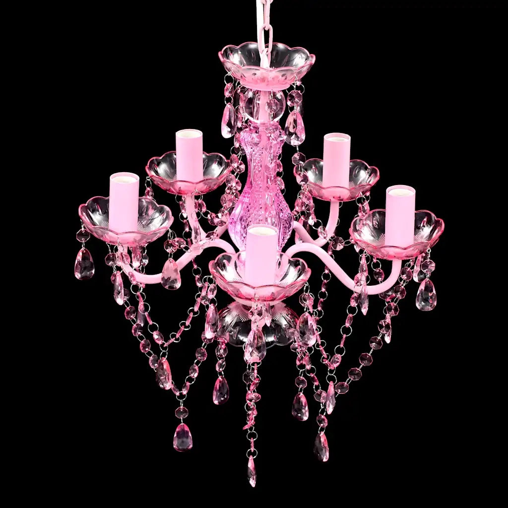 Lampadario in Cristallo 5 Lampadine Rosa 240310