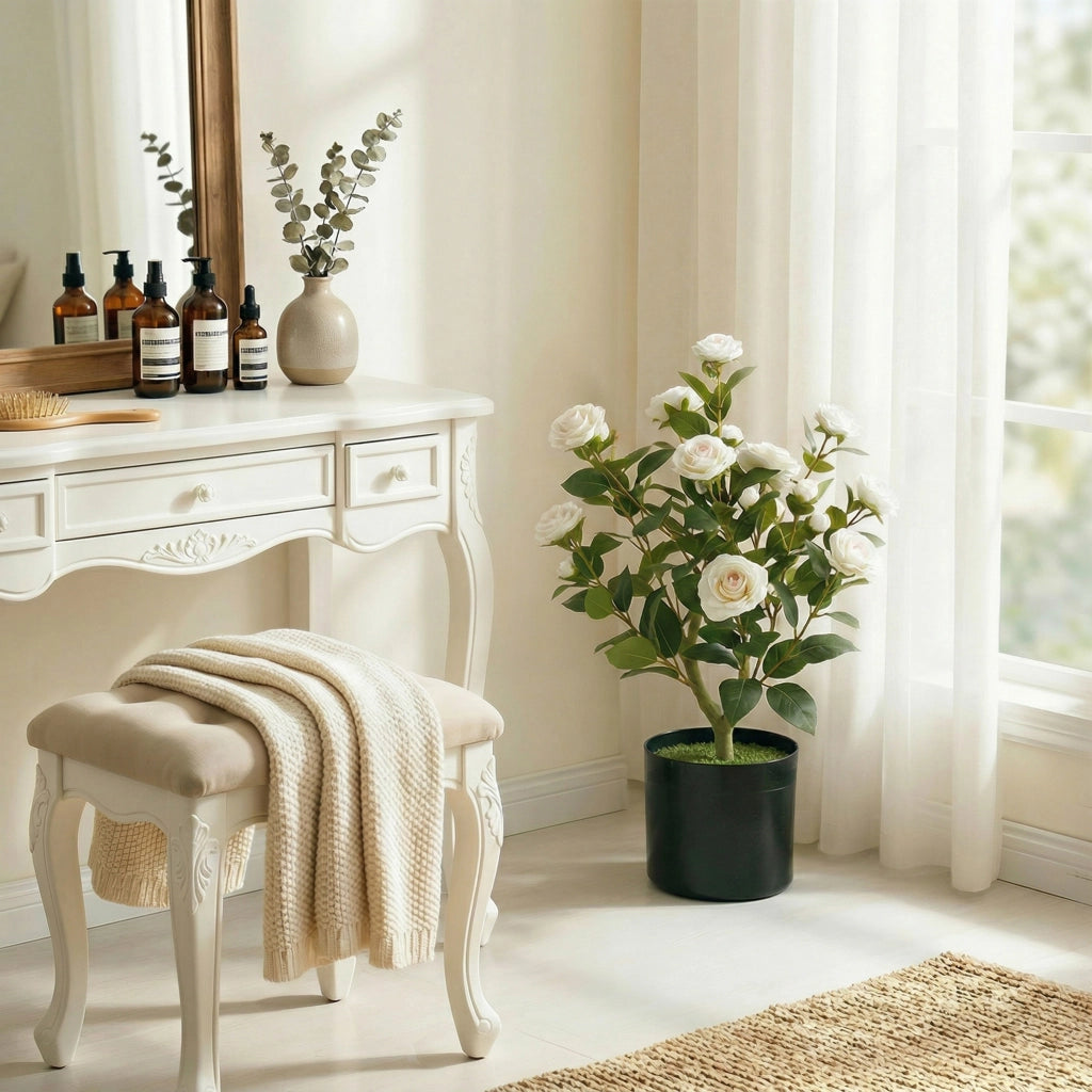 Planta Artificiale Camelia 65cm ¨C zephmum ¨C Bianco Verde