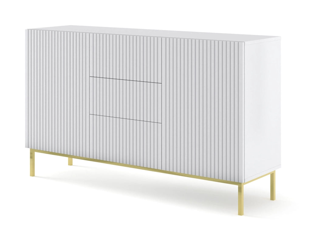 MOBILE RAVENNA B MOBILE IN MDF RIVESTITO IN FOGLIO 2D3S 150 BIANCO OPACO TELAIO ORO