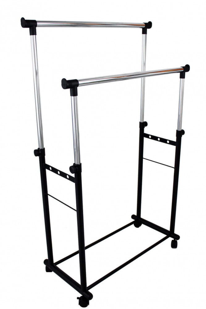 Stand Appendiabiti 85x44x90/160 cm in Acciaio Nero