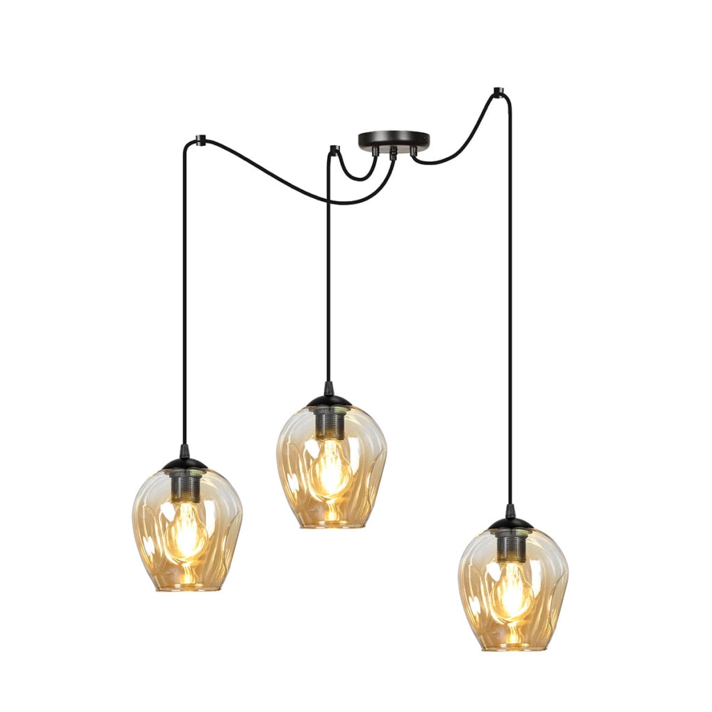 Lampadario ragno Emibig Level 3 luci E27 nero miele
