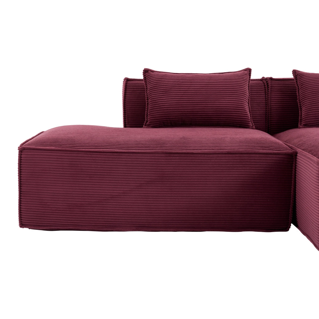 Divano dritto compatto con 2 cuscini e seduta elastica in poliestere imbottito rosso 235 cm per piccoli ambienti