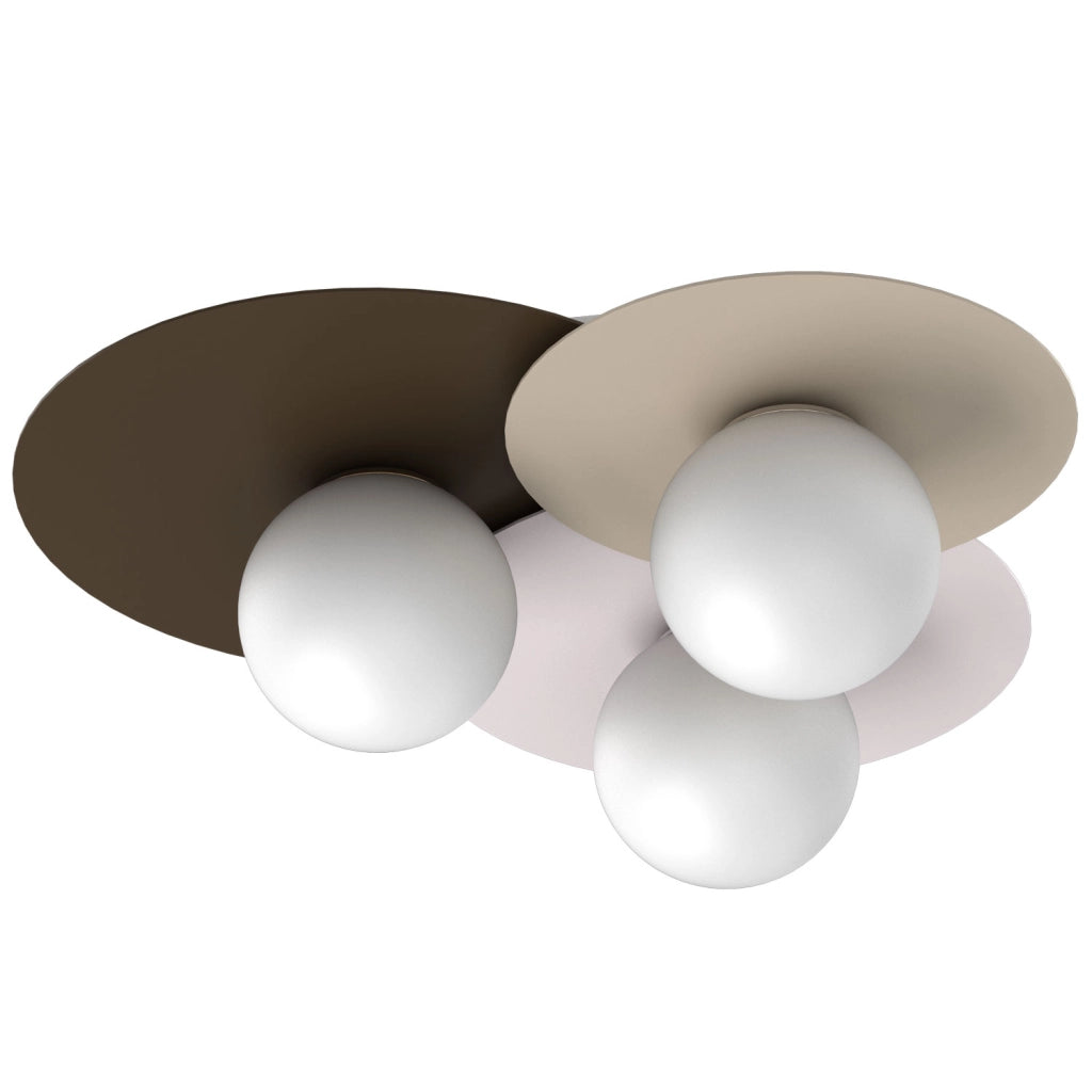 Plafoniera Flat 3xE27 beige marrone metallo Luminex