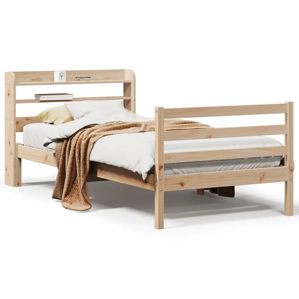 Letto singolo | Letto per adulti | Giroletto con Testiera 100x200 cm Legno Massello di Pino