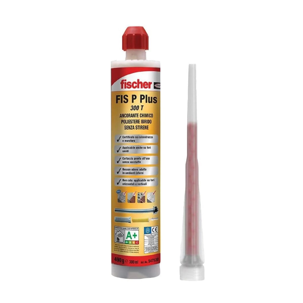 Ancorante chimico Fischer FIS P PLUS 300 T resina bicomponente cartuccia calcestruzzo mattone