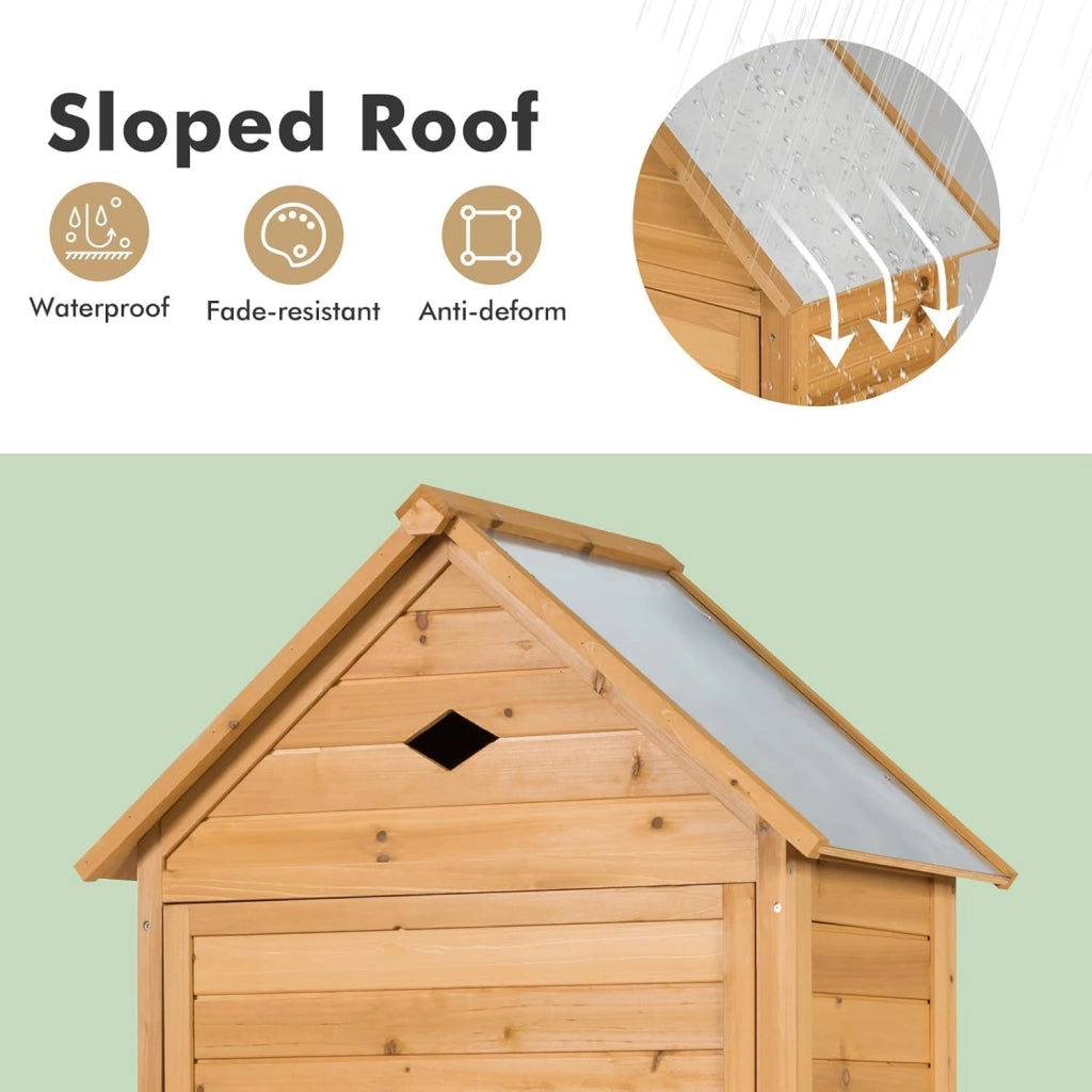 Casetta da Giardino in Legno, Capanno Attrezzi per Esterno, Resistente alle Intemperie con Ante Bloccabili e Tetto Galvanizzato Impermeabile, Capanno da Prato, Patio, Cortile, 80x35x176,5cm