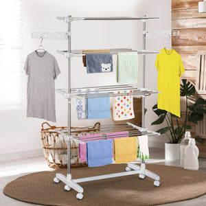 Stendibiancheria 4 Piani Regolabile in Acciaio Inox Premium