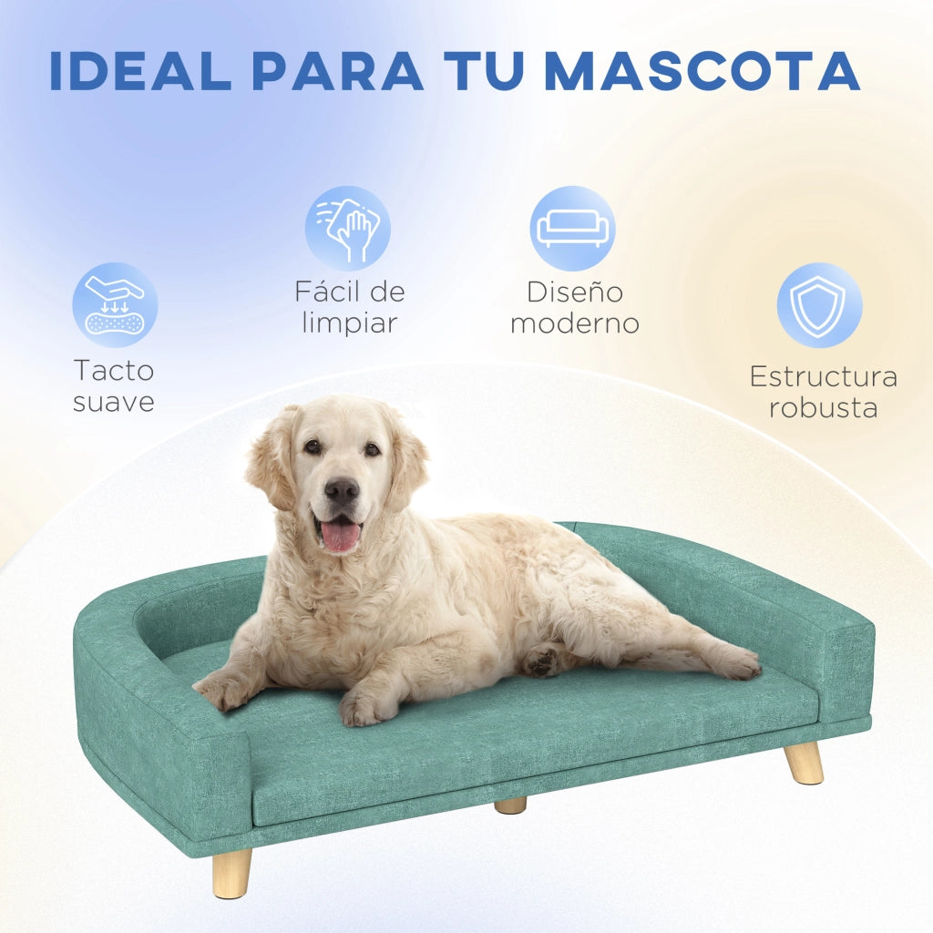 Letto per cani grande con cuscino lavabile e gambe in legno ¨C zephmum ¨C 98x67x25 cm verde