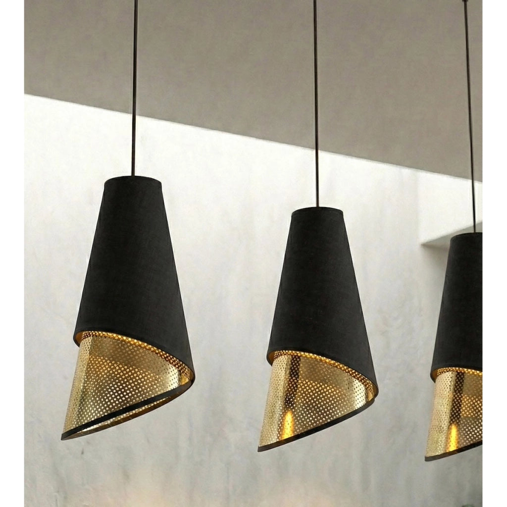 Lampada a sospensione MODA in acciaio nero e oro