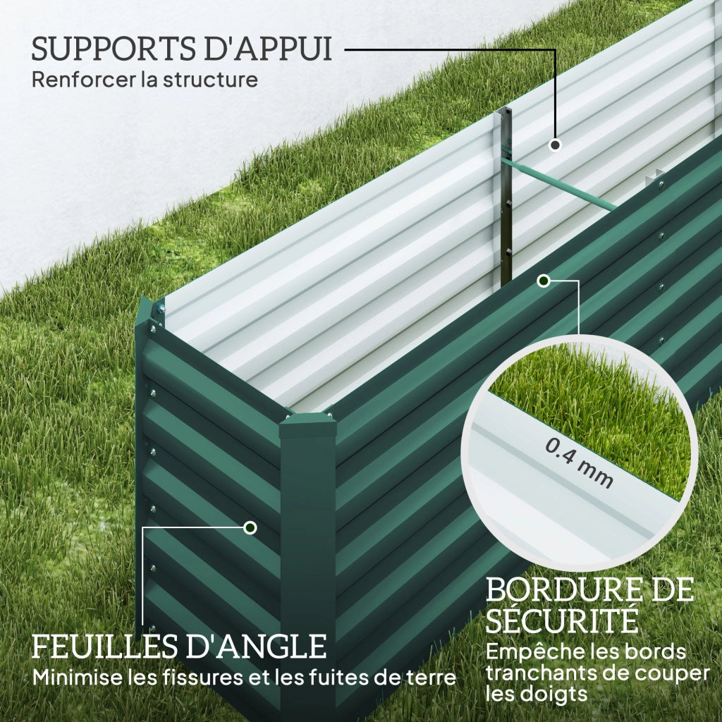 Letto da giardino rialzato in acciaio galvanizzato ¨C zephmum ¨C verde 240x40x45