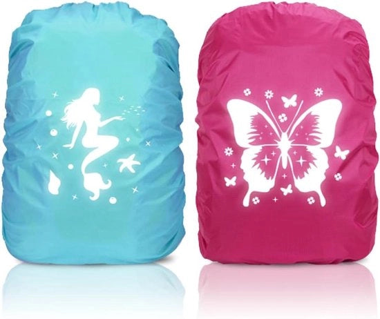 Regolatore di pioggia Inovra Plus - 2-pack per zaino da 35 litri - protezione dalla pioggia e impermeabile - riflettente - per borsa scolastica e zaino - per bambini - sicurezza in strada