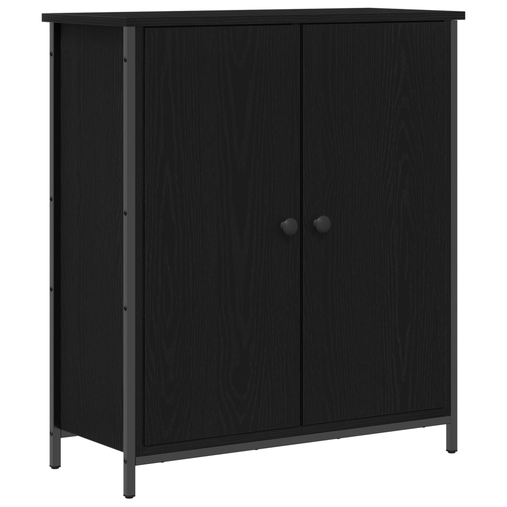 Mobile da buffet rovere nero 70x30x80 cm legno ingegnerizzato e acciaio