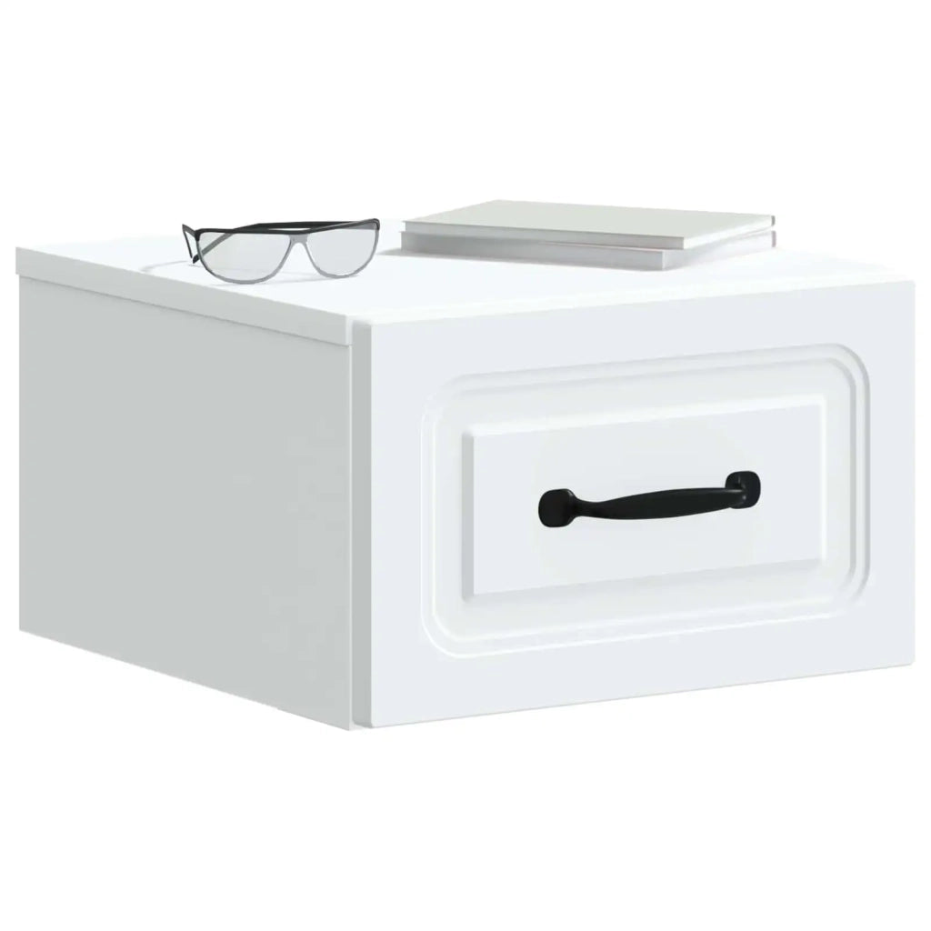 Set di 2 Comodini | Armadio da Notte | Mobiletto da notte a muro Bianco 34,5 x 33 x 20 cm