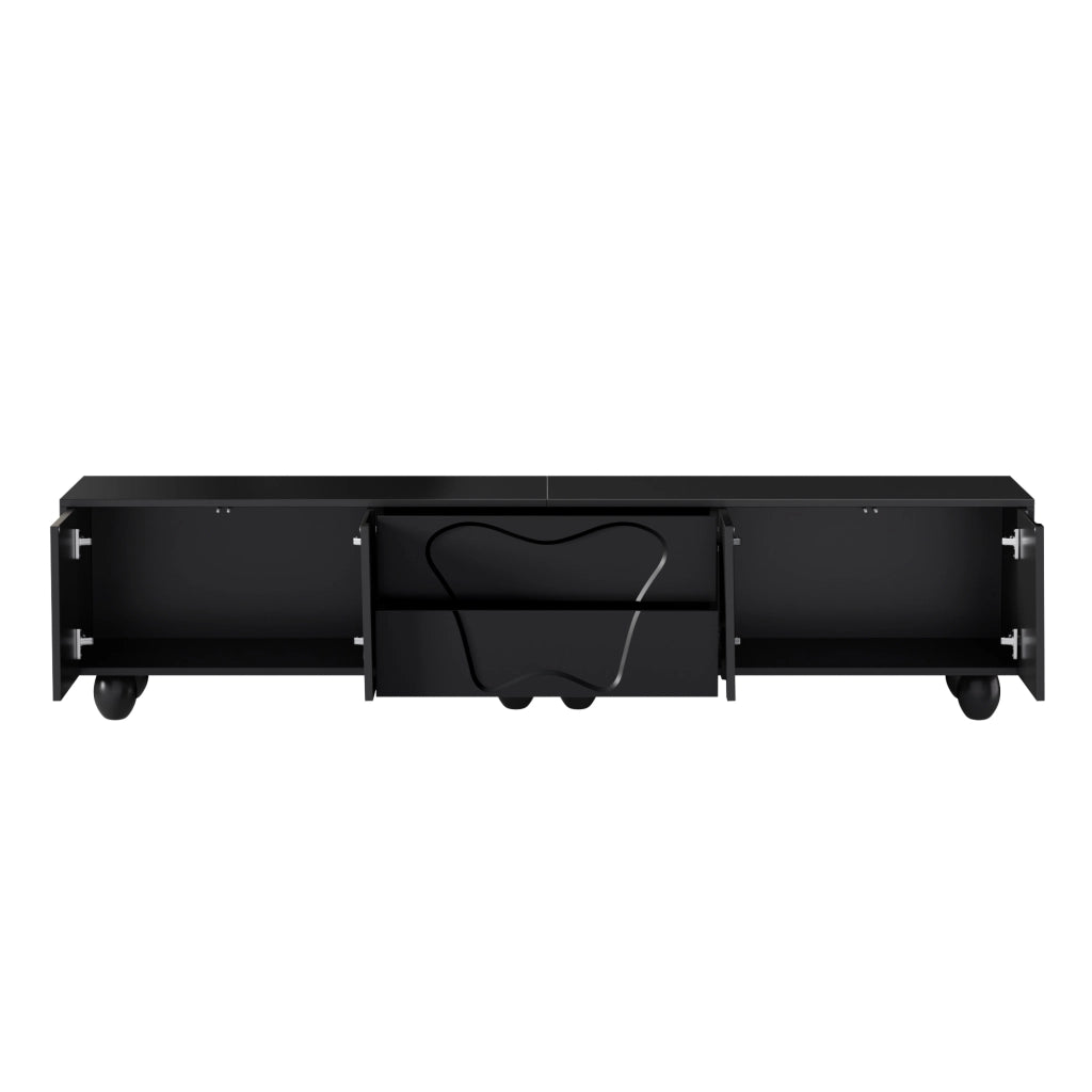 Mobile TV con 2 Ante e 2 Cassetti; Stile Minimalista; Soggiorno; 180??40??42 cm; in Pannello Truciolare; Nero