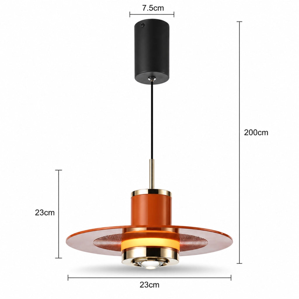 LAMPADARIO LED SOSPENSIONE MODERNO ROSSO E ORO DESIGN MINIMAL DIMMERABILE LP025