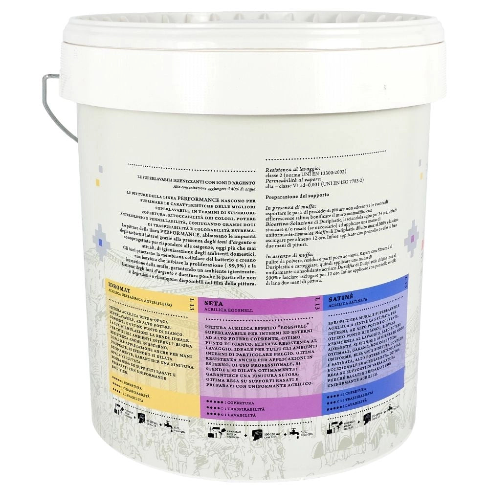 Idromat idropittura acrilica opaca superlavabile performance ioni di argento *** tinta bianco, contenuto litri 4, con...