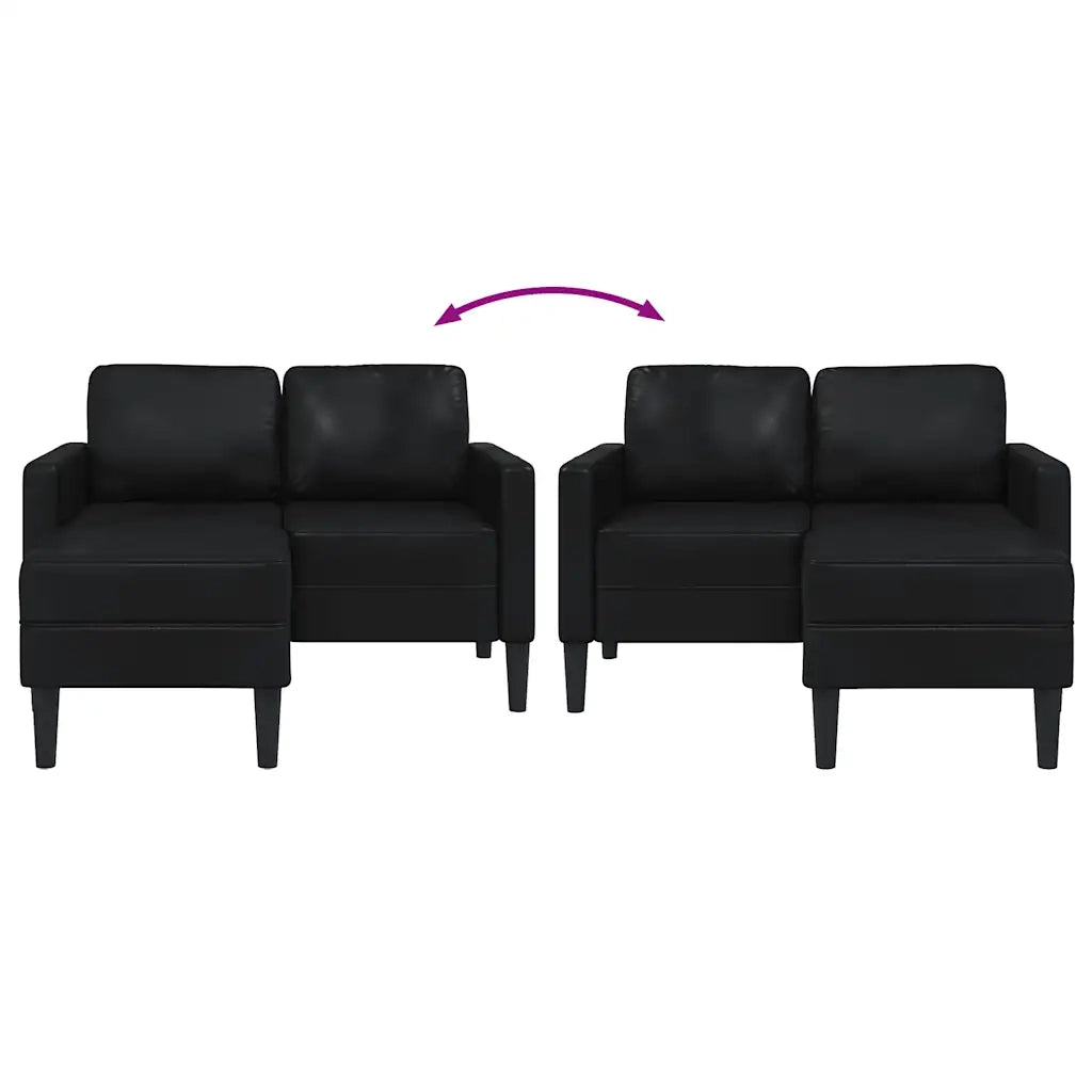 Divano a 2 posti con chaise longue a L nero 125 cm in similpelle 4107083
