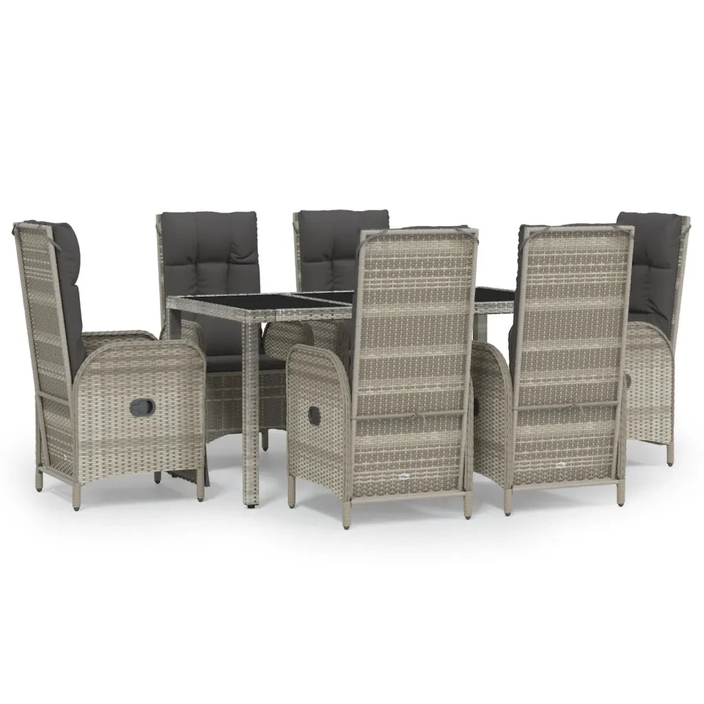 Set da Pranzo da Giardino 7 pz con Cuscini in Polyrattan Grigio 3185036