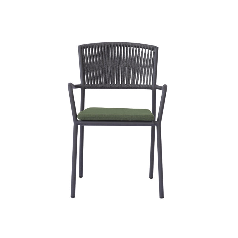 Sedia Modena Con B Alluminio Antracite E Corda Verde Moia