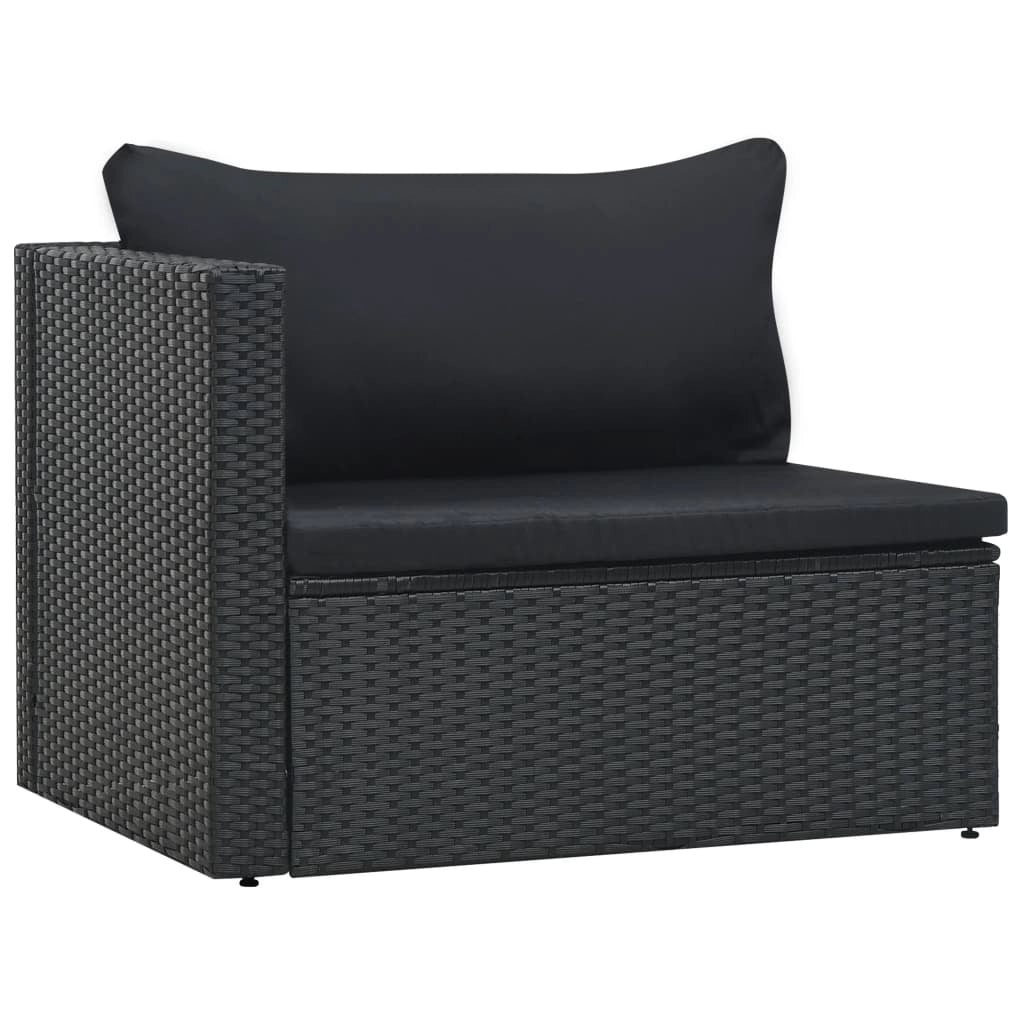 Mobili da giardino mobili da esterno Set di mobili da 5 pezzi con cuscini in resina intrecciata nera 02_0016474
