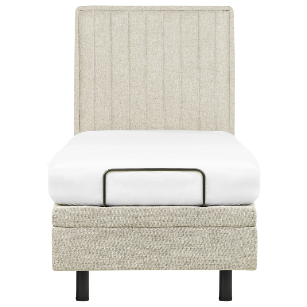 Letto Tessuto Beige chiaro Elettrico Regolabile con Telecomando 80 x 200 cm