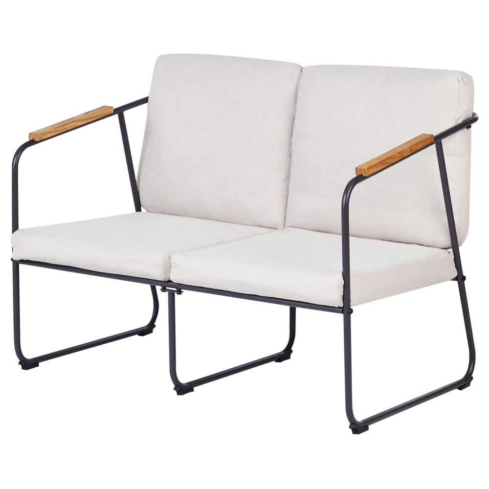 Set da giardino 4 posti in acciaio con tavolo beige chiaro stile industriale
