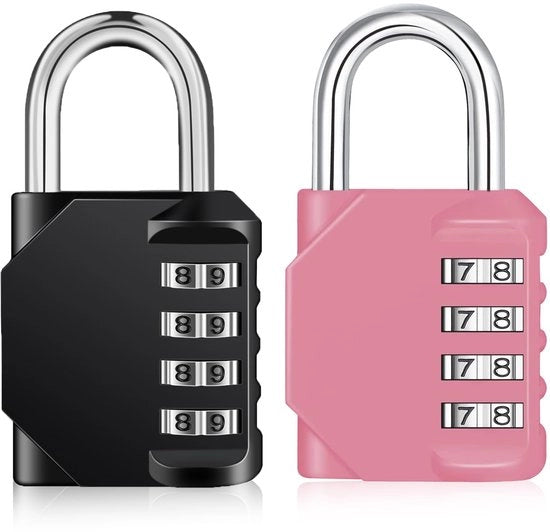 Combinazione a combinazione per palestre, armadi con combinazione, serratura a combinazione per garage resistentente alle intemperie (2 pezzi, nero e rosa)