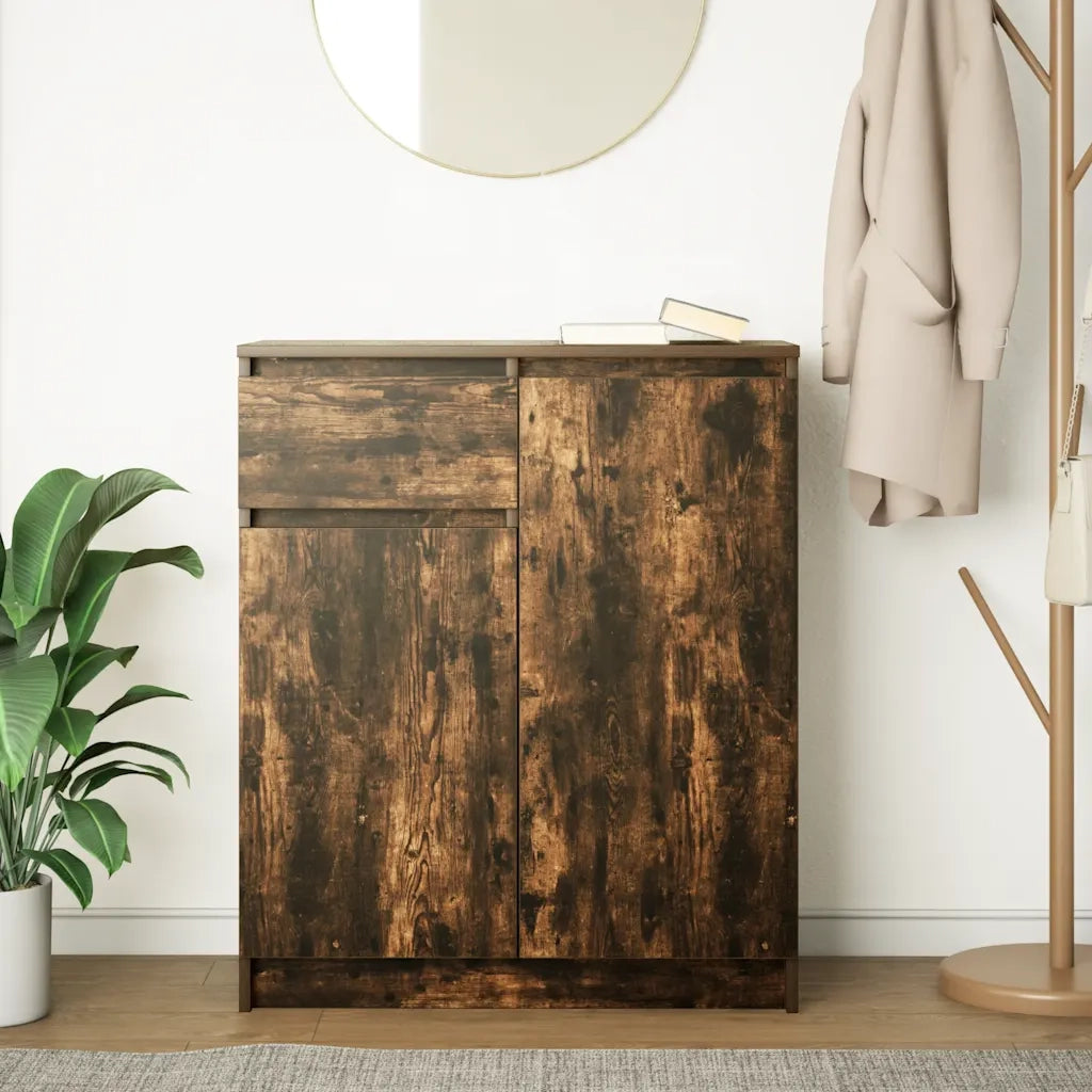 Credenza | Madia | Buffet da pranzo | Armadio da pranzo con Cassetto Rovere Fumo 71x35x84 cm in Truciolato