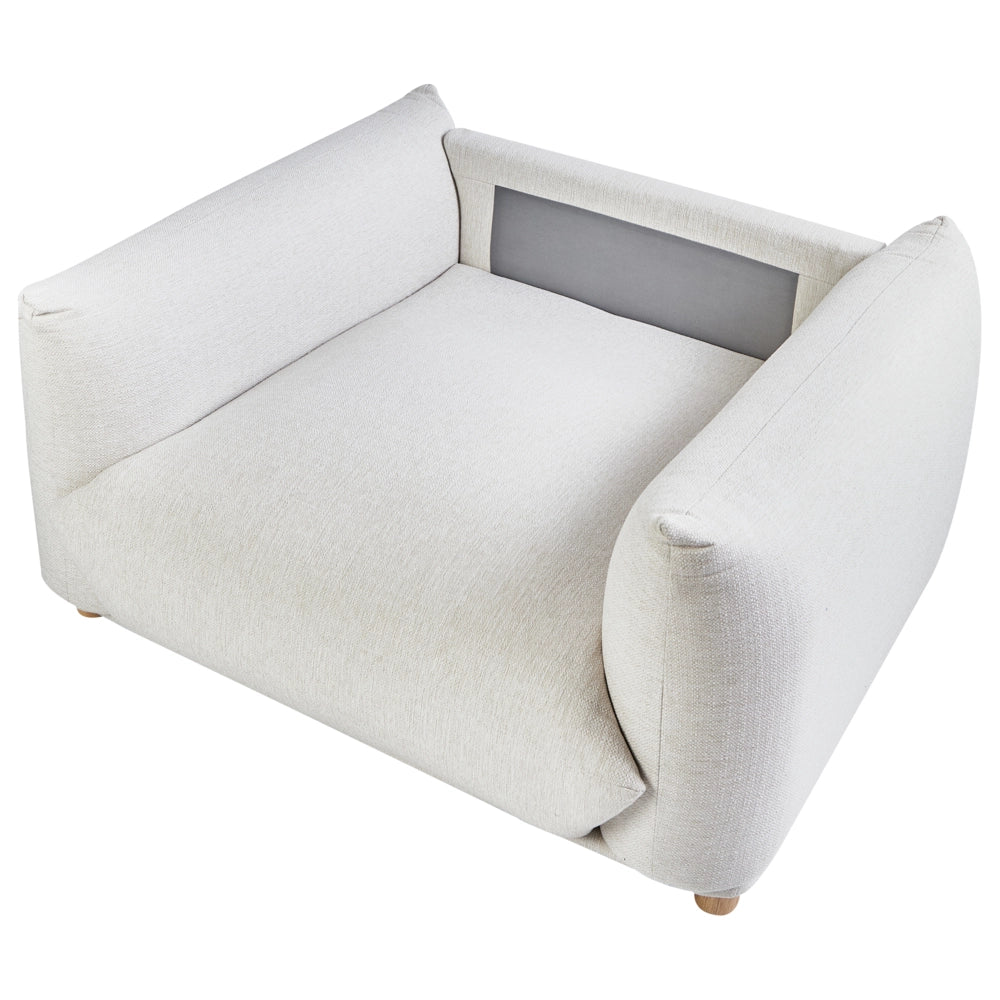 Poltrona Tessuto bianco sporco Gambe di legno morbide Stile moderno arredamento scandinavo