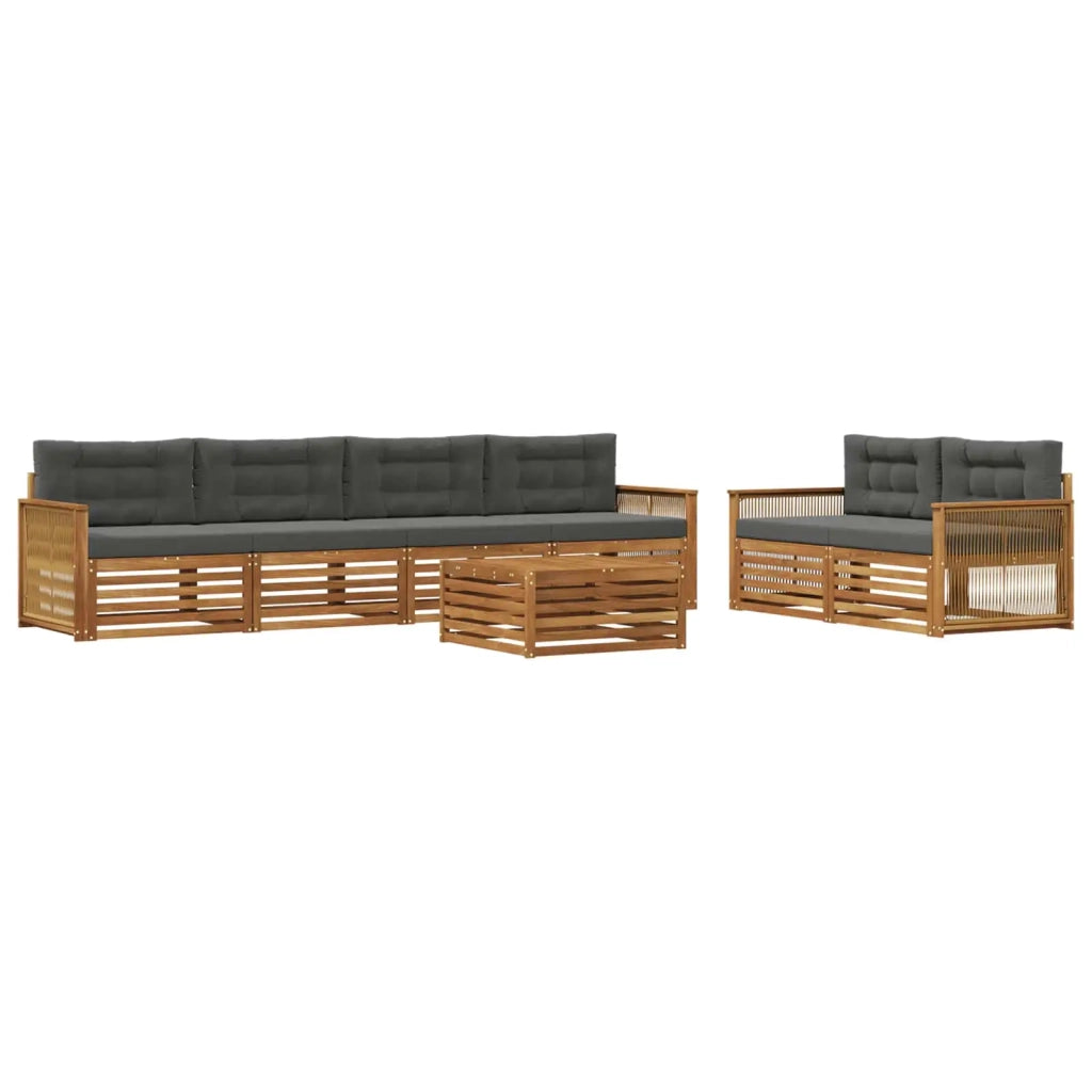 Set di divani da esterno con cuscino 7 pcs Naturale e Antracite