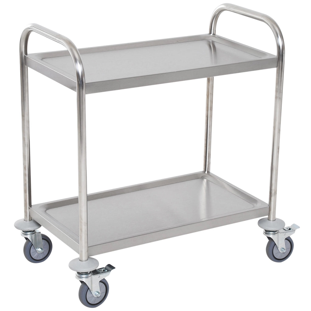 Easycomfort Carrello Cucina 2 Ripiani, Carrello con Ruote Portatutto, Carrello Portavivande in Acciaio Inox, 71x41x81cm, Argento