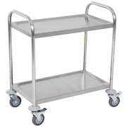Easycomfort Carrello Cucina 2 Ripiani, Carrello con Ruote Portatutto, Carrello Portavivande in Acciaio Inox, 71x41x81cm, Argento