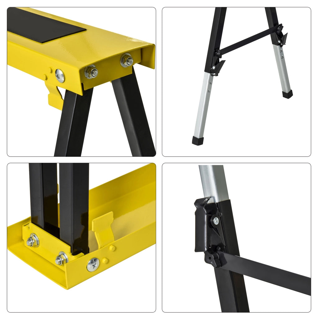 Cavalletto da Segheria Ripiegabile ¨C zephmum ¨C Giallo e Nero Acciaio 100x49x62-90 cm