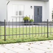 Recinzione da Giardino  con Parte Superiore Rotonda Grigia 8,5x0,75 m in Acciaio