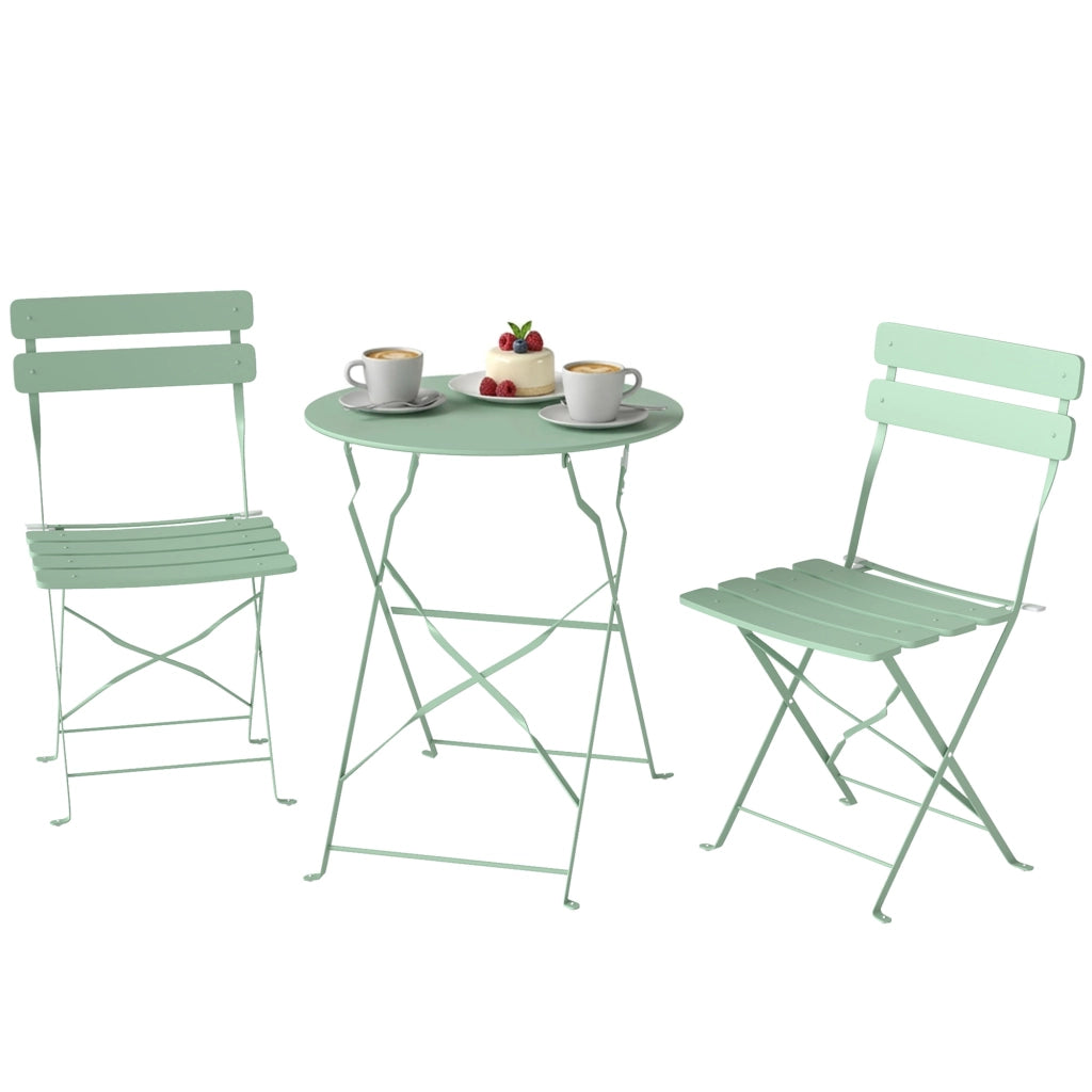 Set da giardino pieghevole ¨C zephmum ¨C 2 sedie, tavolo rotondo, metallo verde