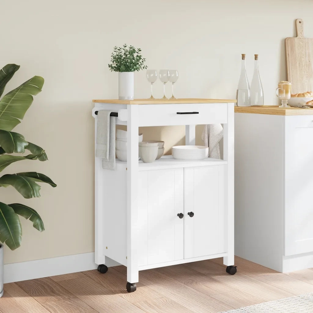 Carrello da Cucina MONZA 60x40x88,5 cm in Legno Massello di Pino 376099
