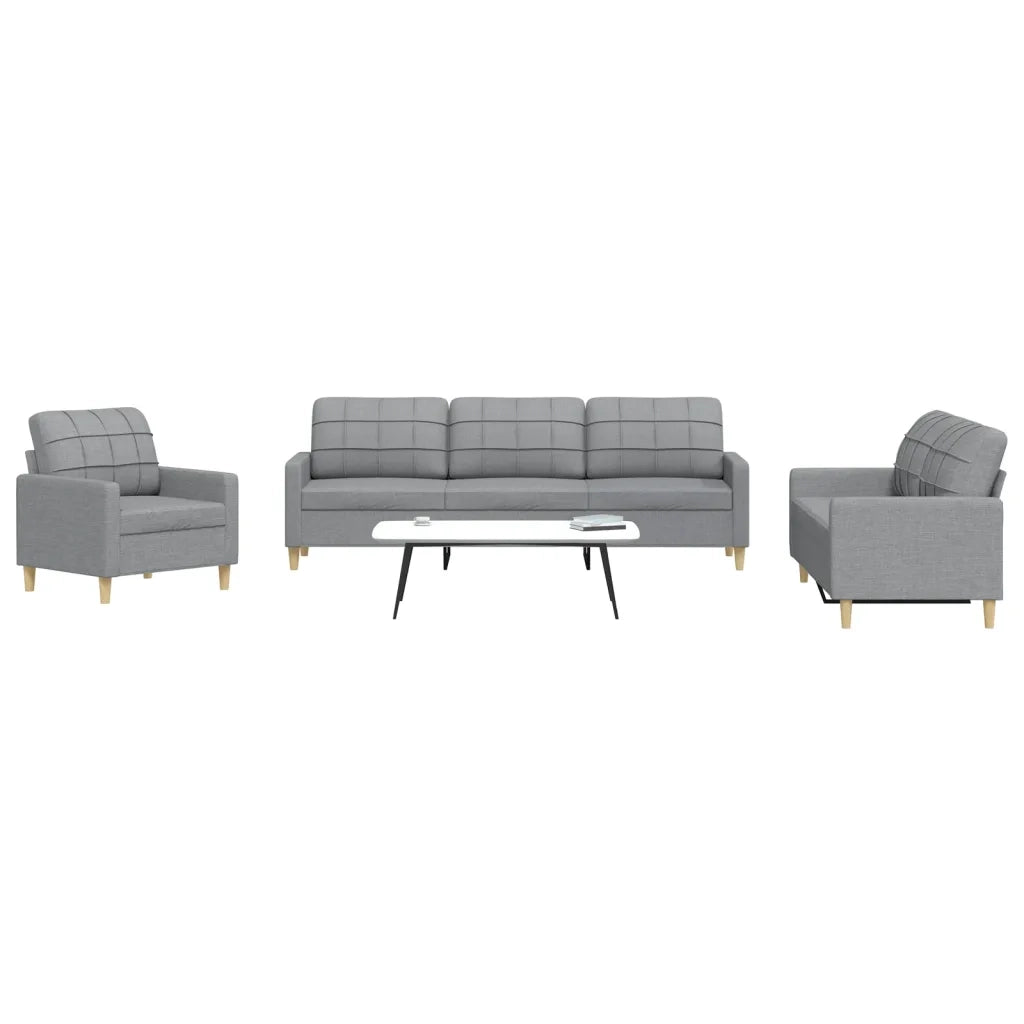 vidaXL Set di Divani 3 pz Grigio Chiaro in Tessuto