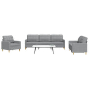 vidaXL Set di Divani 3 pz Grigio Chiaro in Tessuto